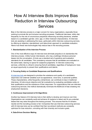 How AI Interview Bots Improve Bias Reduction in Interview Outsourcing Services