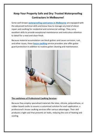 Keep Your Property Safe and Dry Trusted Waterproofing Contractors in Melbourne!