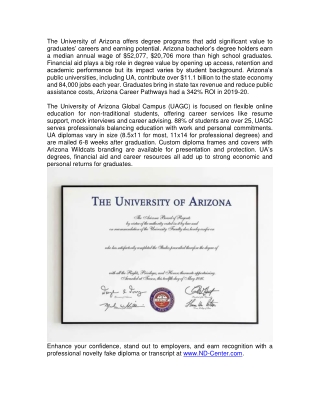 University of Arizona Fake Diploma Fake Degree