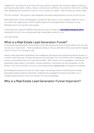 Real estate lead generation
