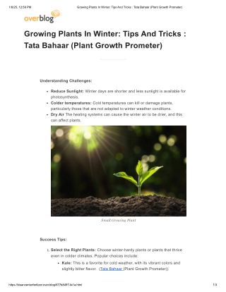 Growing Plants In Winter_ Tips And Tricks _ Tata Bahaar (Plant Growth Prometer) - Agriculture Product