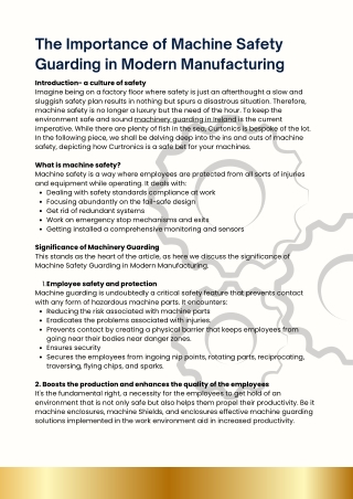 The Importance of Machine Safety Guarding in Modern Manufacturing