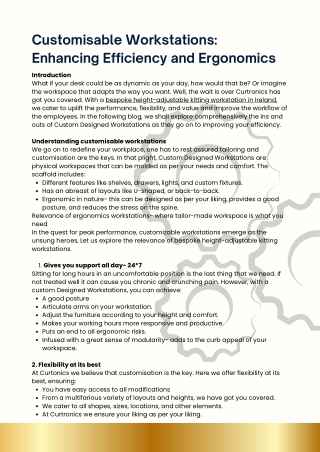 Customisable Workstations: Enhancing Efficiency and Ergonomics