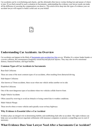 What Evidence Does Your Lawyer Need After a Sacramento Car Accident?