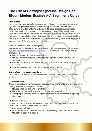 The Use of  Conveyor Systems Design Can Bloom Modern Business A Beginner’s Guide