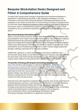 Bespoke Workstation Desks Designed and Fitted: A Comprehensive Guide