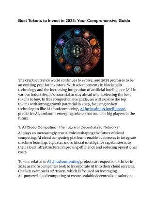 Best Tokens to Invest in 2025_ Your Comprehensive Guide