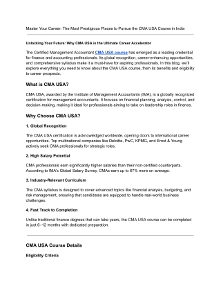 CMA USA Course |Logic School of management