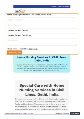 Trusted Home Nursing Services in Civil Lines – Expert Care at Your Doorstep