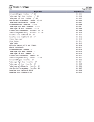 Fendt 6280 COMBINE Parts Catalogue Manual Instant Download (Part No. 1637488)