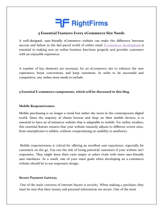 5 Essential Features Every eCommerce Site Needs
