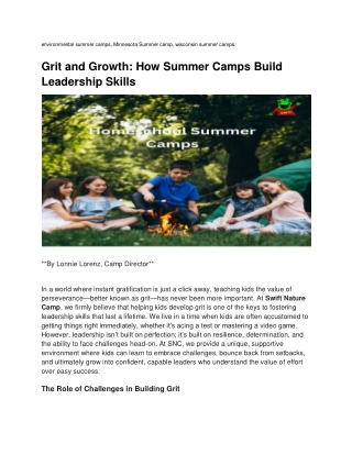 How Summer Camps Build Leadership Skills: Developing Future Leaders