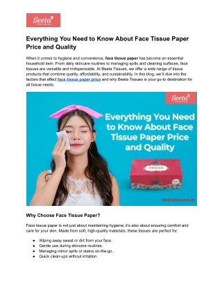 Everything You Need to Know About Face Tissue Paper Price and Quality