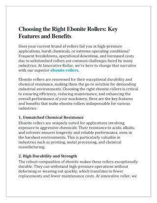 Choosing the Right Ebonite Rollers Key Features and Benefits