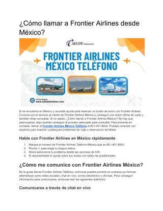 ¿Cómo llamar a Frontier Airlines desde México