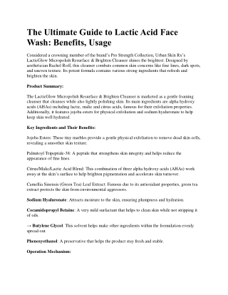 The Ultimate Guide to Lactic Acid Face Wash