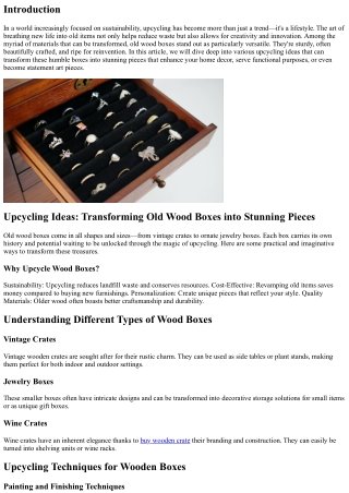Upcycling Ideas: Transforming Old Wood Boxes into Stunning Pieces