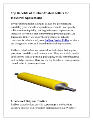 Top Benefits of Rubber-Coated Rollers for Industrial Applications (1)