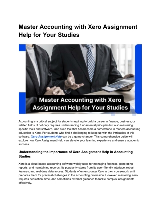 Master Accounting with Xero Assignment Help for Your Studies