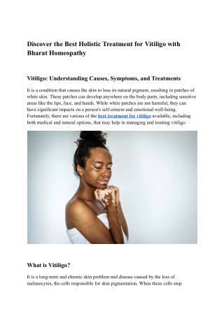 Discover the Best Holistic Treatment for Vitiligo with Bharat Homeopathy