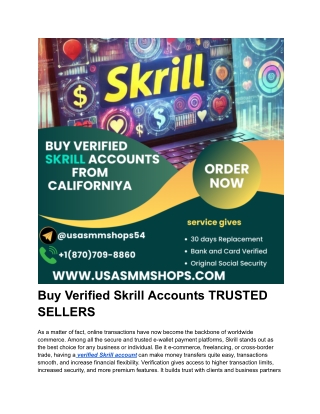 Who invented the Verified Skrill Accounts first