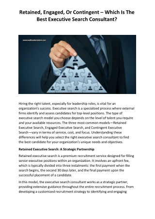 Retained, Engaged, Or Contingent – Which Is The Best Executive Search Consultant