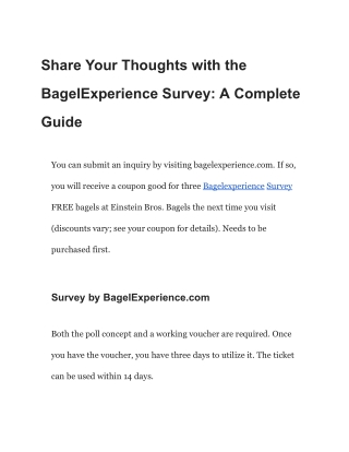 BagelExperience – Bagel Survey – Free Bagels