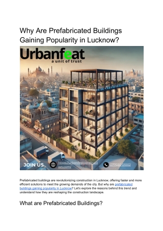 Why Are Prefabricated Buildings Gaining Popularity in Lucknow