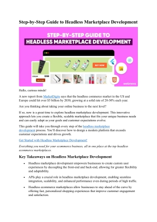 Step-by-Step Guide to Headless Marketplace Development