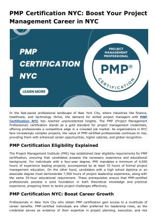 PMP Certification NYC_ Boost Your Project Management Career in NYC