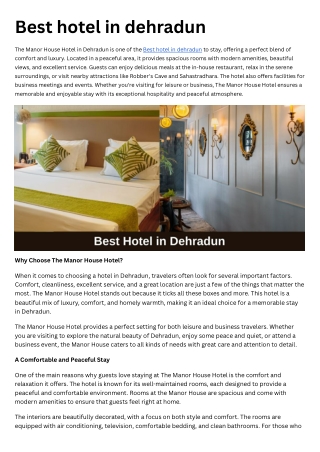 Best hotel in dehradun