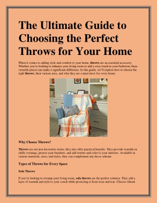 Enhance Your Home with Stylish Throws  Dusaan