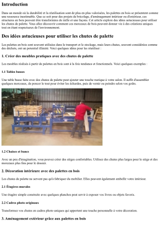 “Des idées astucieuses pour utiliser les chutes de palette.”