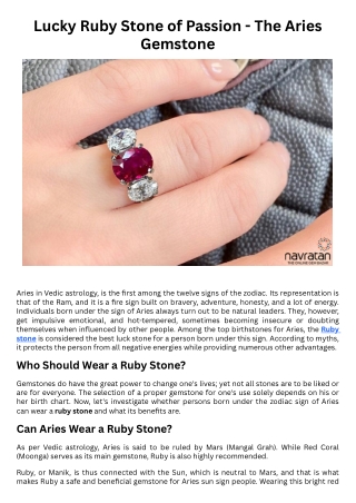 Lucky Ruby Stone of Passion - The Aries Gemstone