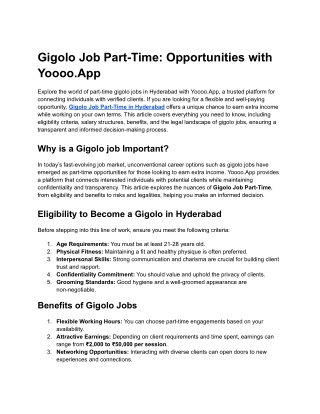 Gigolo Job Part-Time