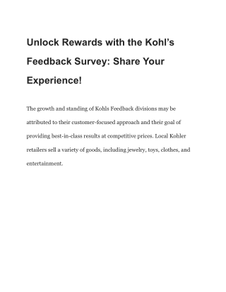 KohlsFeedback.Com | win $500 | KohlsFeedback Survey