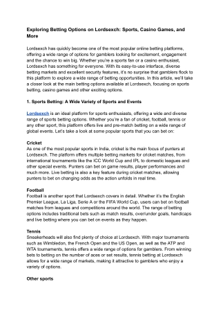 Exploring Betting Options on Lordsexch_ Sports, Casino Games, and More