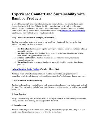 Experience Comfort and Sustainability with Bamboo Products