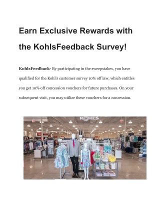 KohlsFeedback.Com | win $500 | KohlsFeedback Survey