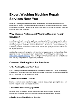 Expert Washing Machine Repair Services Near You