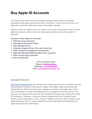 Buy Apple ID Accounts