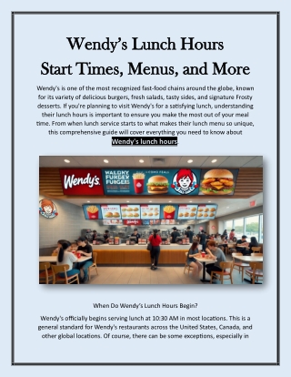 Wendy’s Lunch Hours Start Time, Menus and More