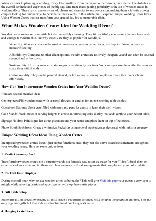 Unique Wedding Décor Ideas Using Wooden Crates