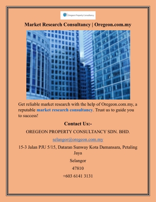 Market Research Consultancy  Oregeon.com.my