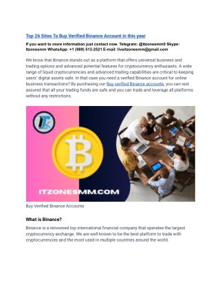 Top 26 Sites To Buy Verified Binance Account in this year