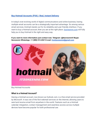 Buy Hotmail Accounts (PVA) _ Real, Instant Delivery