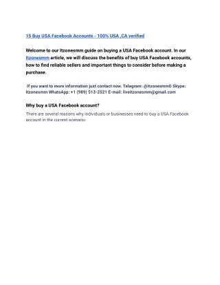 15 Buy USA Facebook Accounts - 100% USA ,CA verified