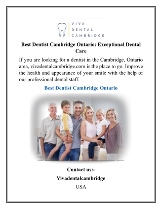 Best Dentist Cambridge Ontario Exceptional Dental Care
