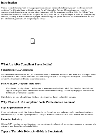 The Ultimate Guide to ADA Compliant Porta Potties in San Antonio, TX