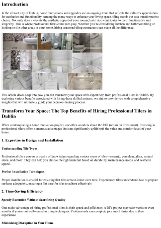 Transform Your Space: The Top Benefits of Hiring Professional Tilers in Dublin